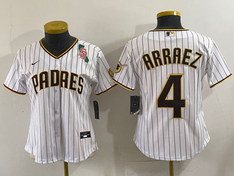 Youth 2025 San Diego Padres 4 Arraez White Stripe Game Nike MLB Jersey style 8